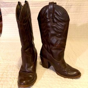Faux Leather Cowboy Boots